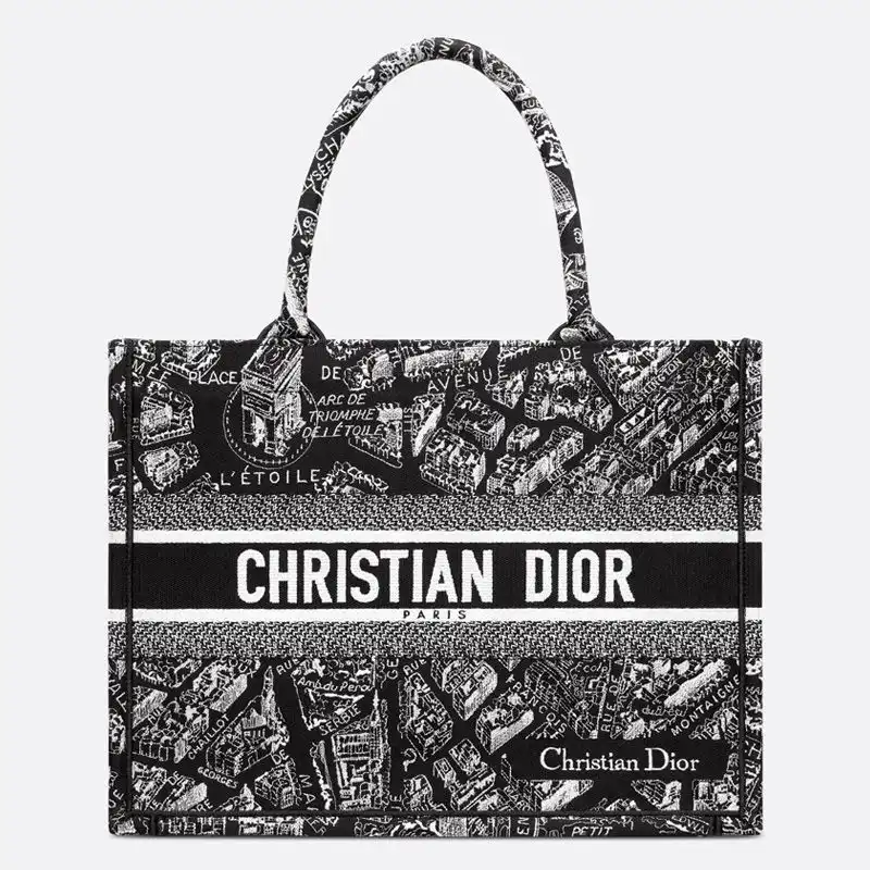 Dior Book Tote Plan de Paris Motif Canvas Black Luxury