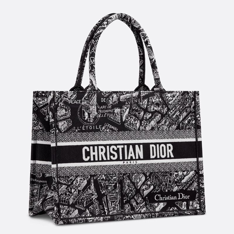 Dior Book Tote Plan de Paris Motif Canvas Black Hot Sale