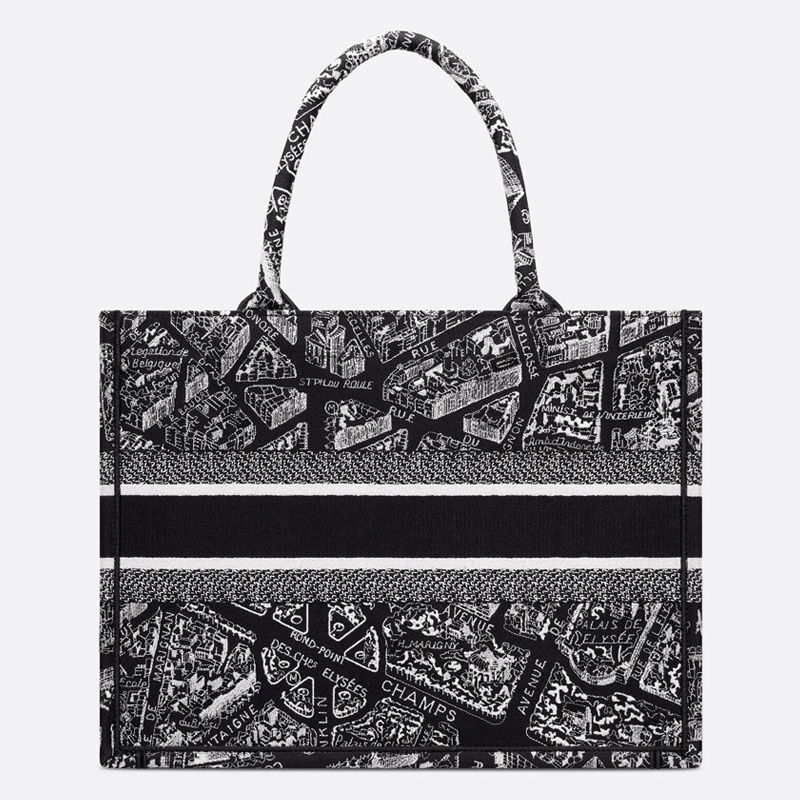 Dior Book Tote Plan de Paris Motif Canvas Black Hot Sale