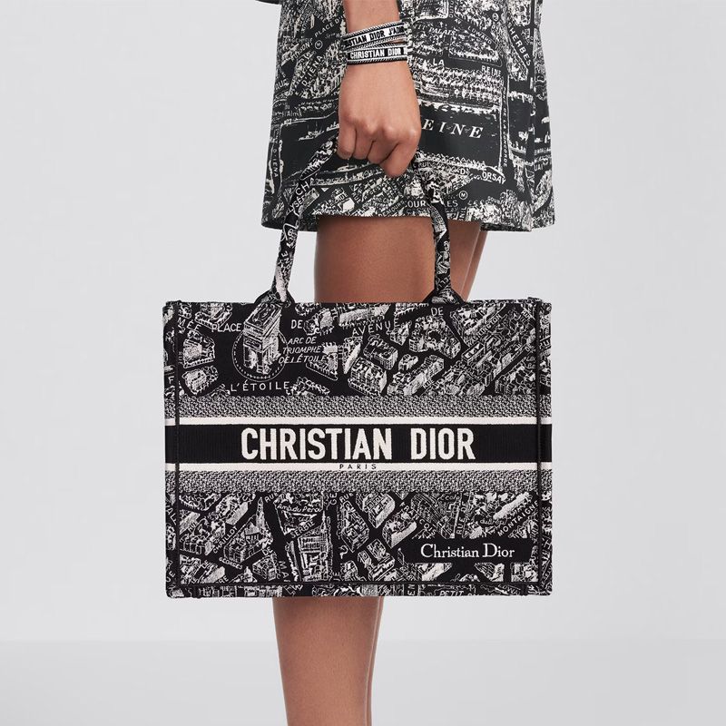 Dior Book Tote Plan de Paris Motif Canvas Black Hot Sale