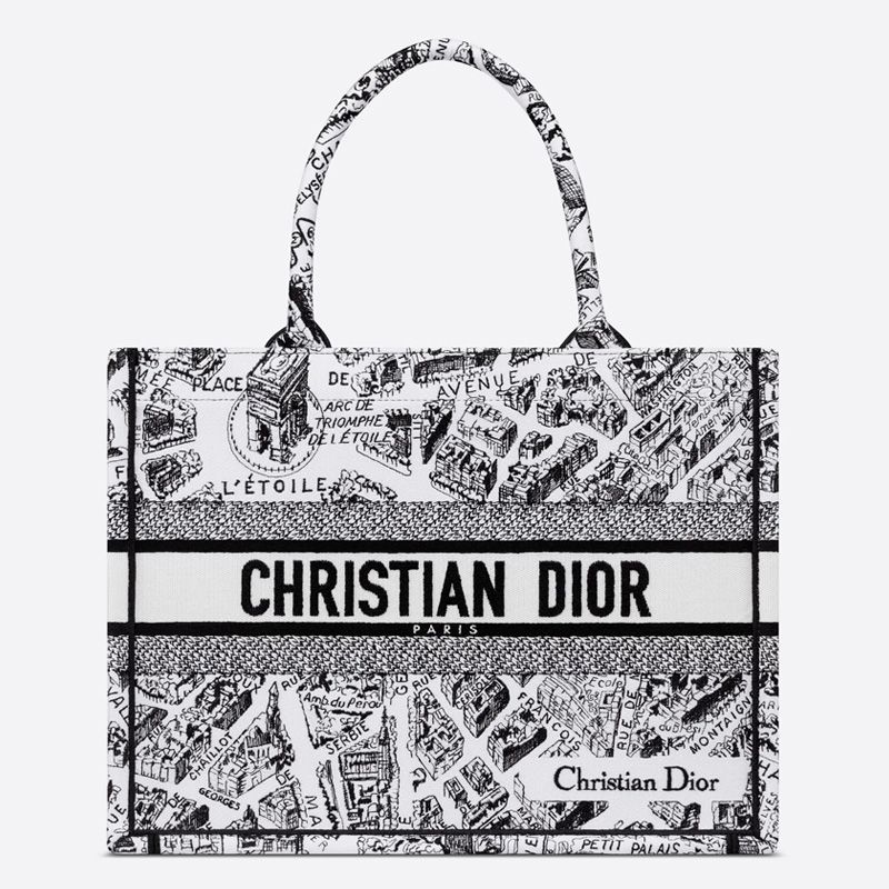 Dior Book Tote Plan de Paris Motif Canvas White Hot Sale