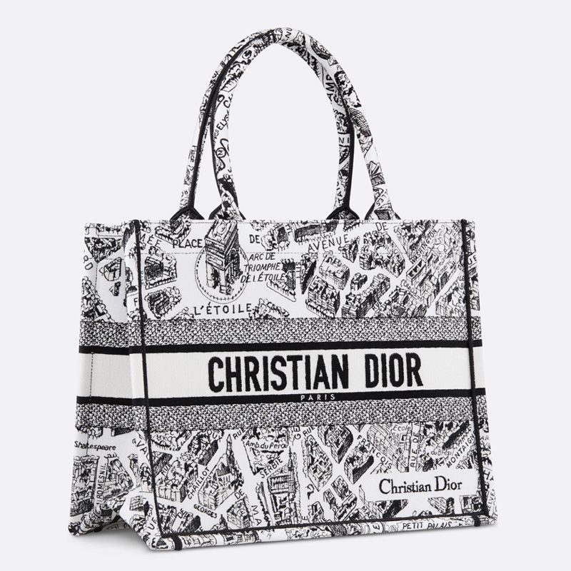 Dior Book Tote Plan de Paris Motif Canvas White Hot Sale