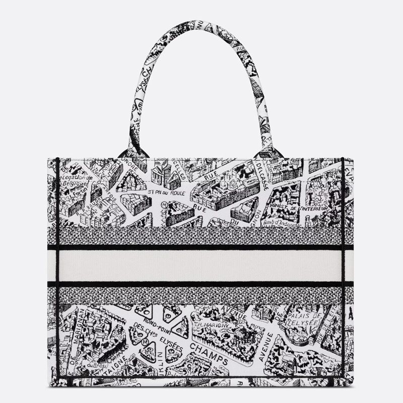 Dior Book Tote Plan de Paris Motif Canvas White Hot Sale