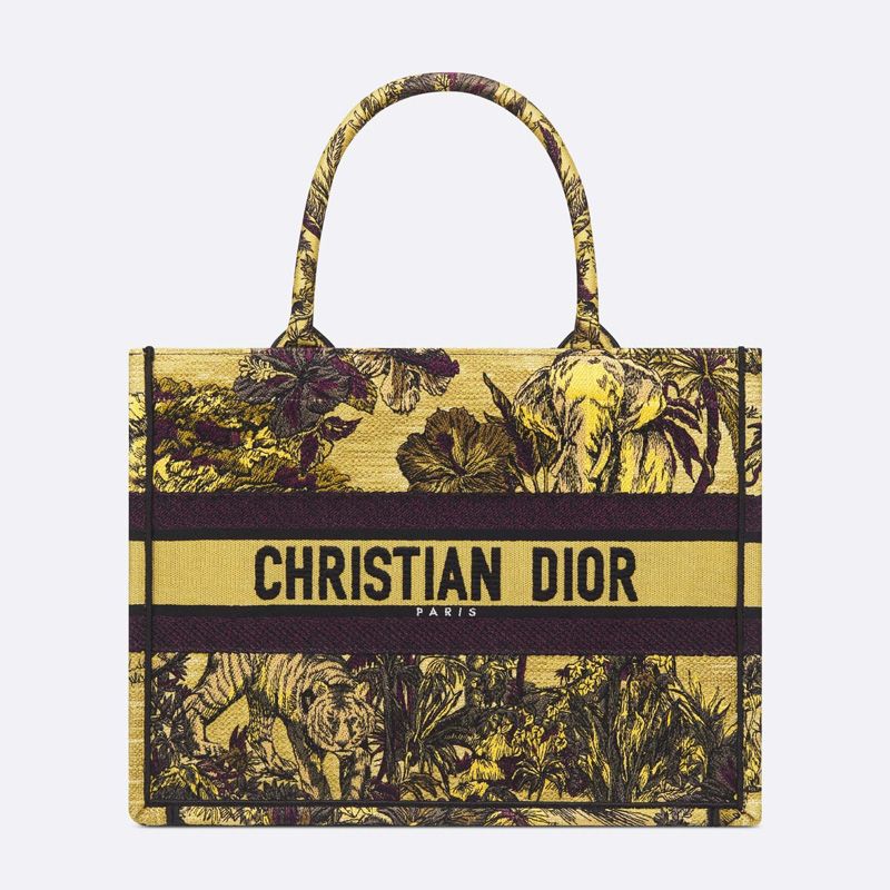 Dior Book Tote Toile De Jouy Voyage Motif Canvas Yellow Hot Sale