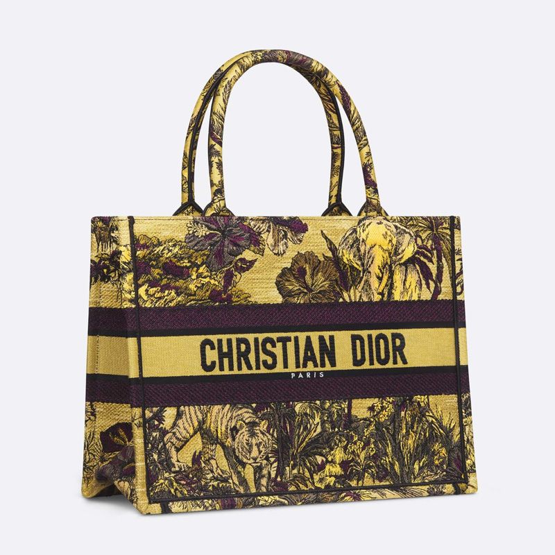 Hot Dior Book Tote Toile De Jouy Voyage Motif Canvas Yellow