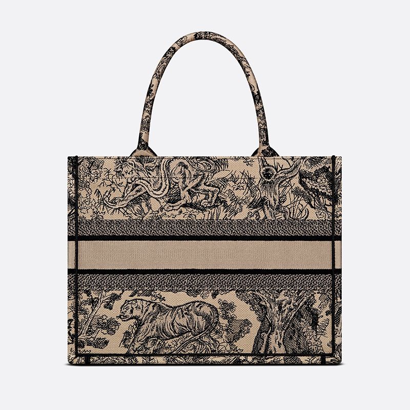 TOP Dior Book Tote Toile De Jouy Motif Canvas Beige