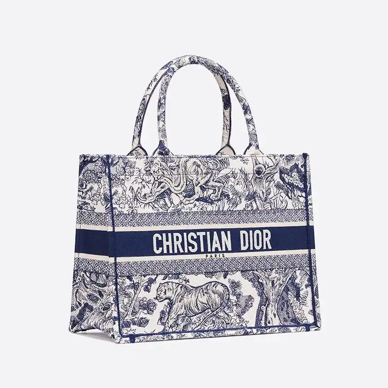 Cheap Dior Book Tote Toile De Jouy Motif Canvas Blue Hot Sale