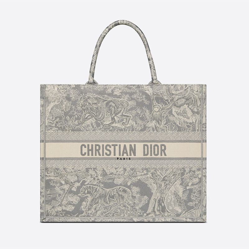 Dior Book Tote Toile De Jouy Motif Canvas Grey Hot Sale