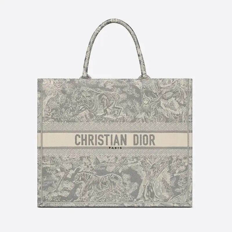 Dior Book Tote Toile De Jouy Motif Canvas Grey Hot Sale