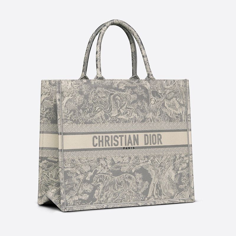 Dior Book Tote Toile De Jouy Motif Canvas Grey Hot Sale