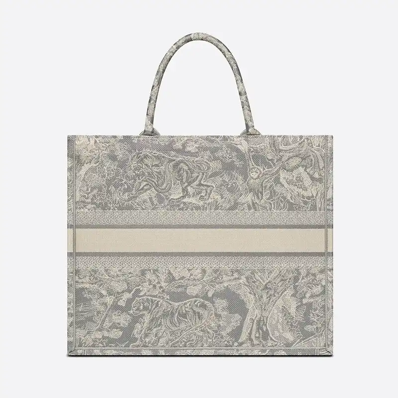 Cheap Dior Book Tote Toile De Jouy Motif Canvas Grey Luxury