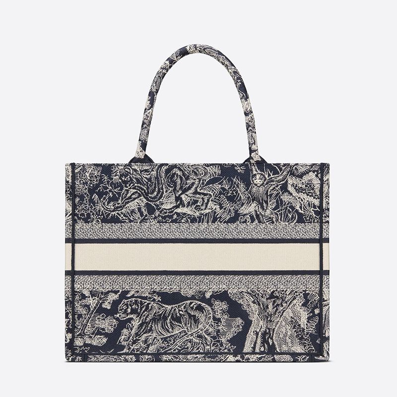 Dior Book Tote Toile De Jouy Motif Canvas Navy Blue