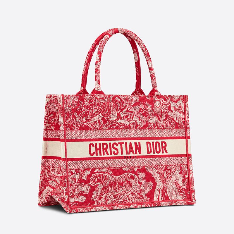 Dior Book Tote Toile De Jouy Motif Canvas Red