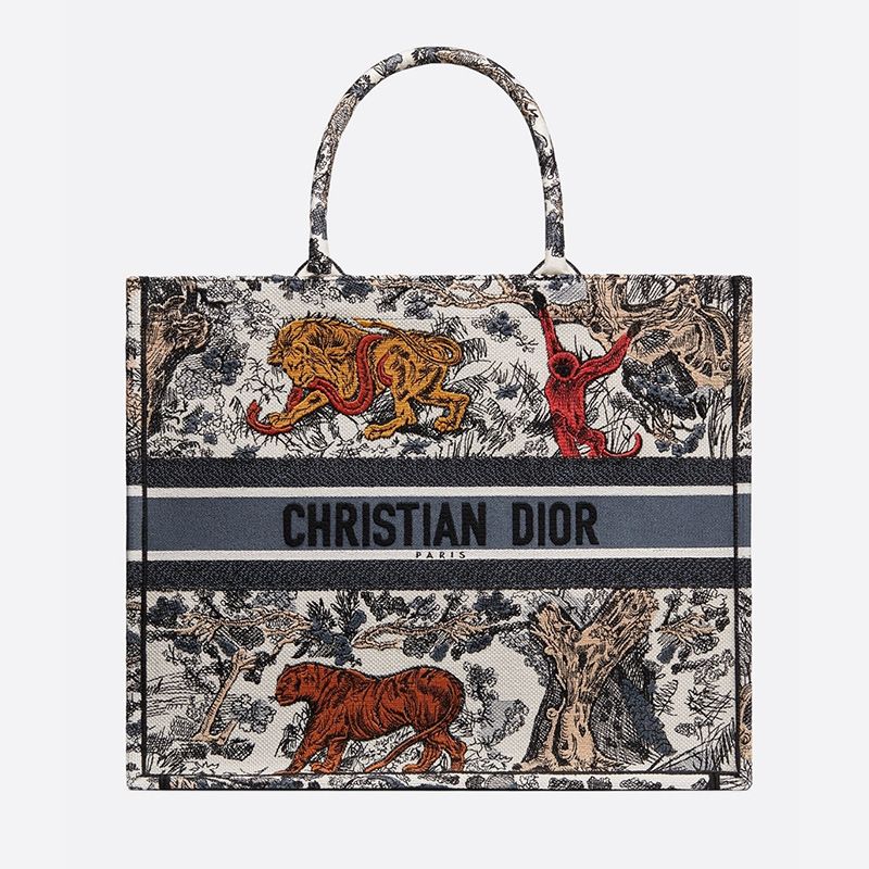 Dior Book Tote Toile De Jouy Motif Canvas Tiger Hot Sale