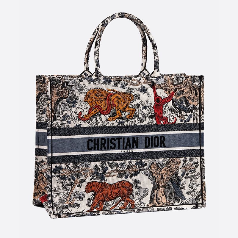 Dior Book Tote Toile De Jouy Motif Canvas Tiger Hot Sale