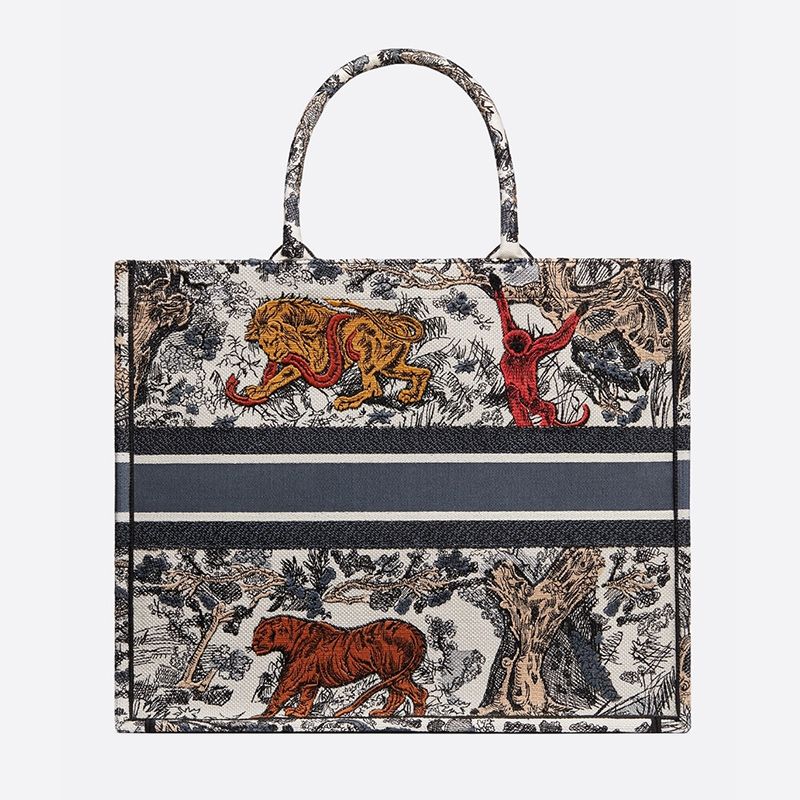 Dior Book Tote Toile De Jouy Motif Canvas Tiger Hot Sale