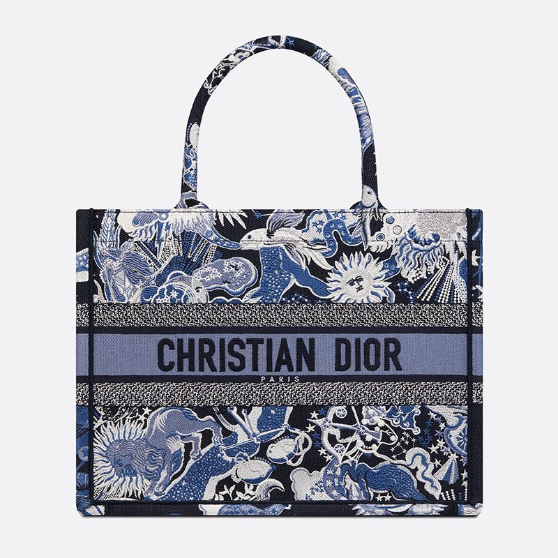 Dior Book Tote Zodiac Fantastico Motif Canvas Blue Luxury