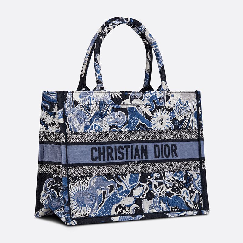 Dior Book Tote Zodiac Fantastico Motif Canvas Blue Luxury