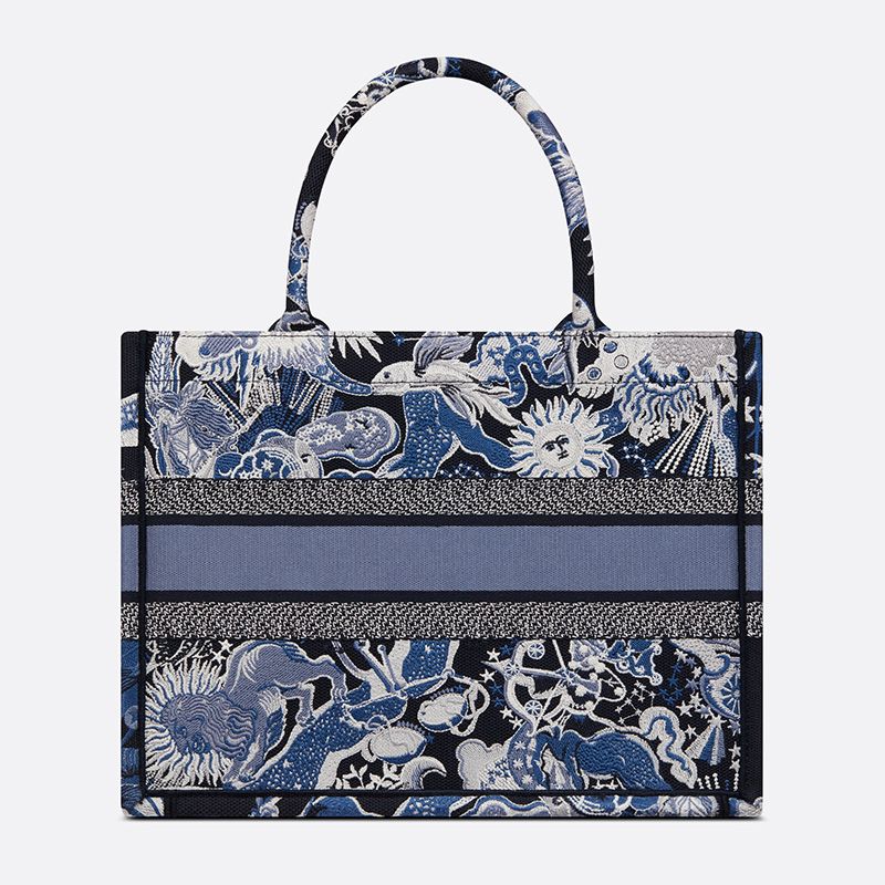 Dior Book Tote Zodiac Fantastico Motif Canvas Blue Luxury