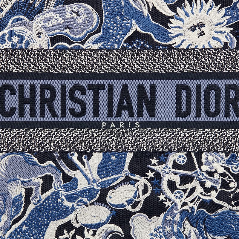 Dior Book Tote Zodiac Fantastico Motif Canvas Blue Luxury