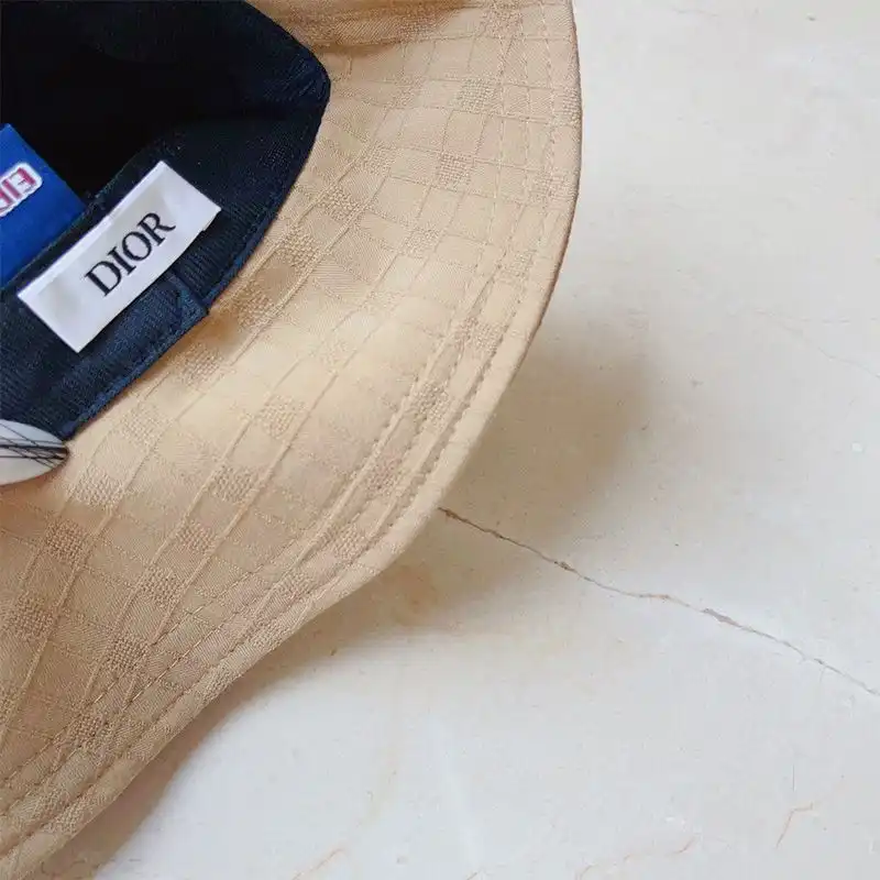 Affordable Hot Dior Bucket Hat Cannage Motif Cotton Khaki