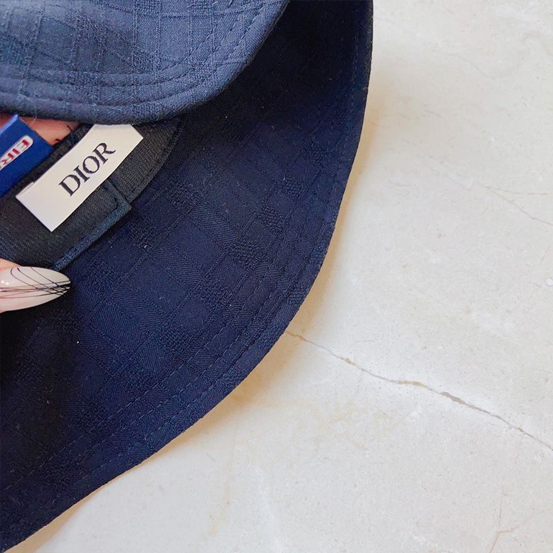 Dior Bucket Hat Cannage Motif Cotton Navy Blue Hot Sale