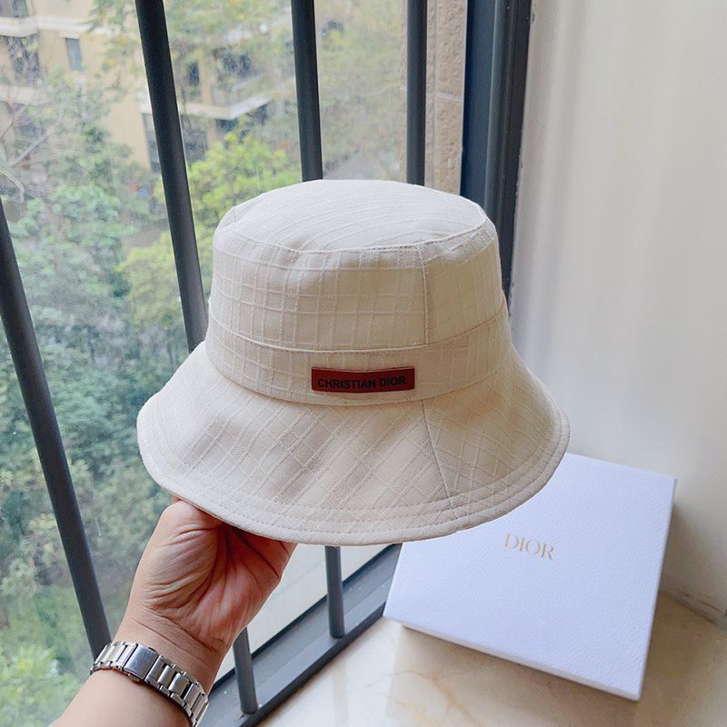 Dior Bucket Hat Cannage Motif Cotton White Hot Sale