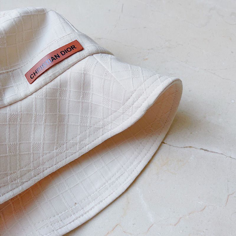 Dior Bucket Hat Cannage Motif Cotton White Hot Sale