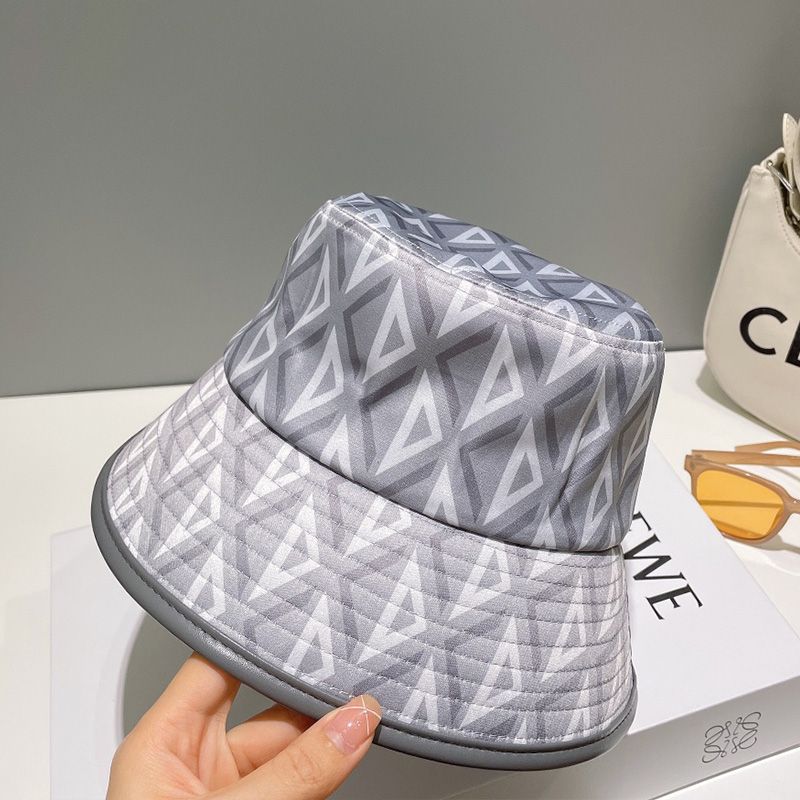 Dior Bucket Hat CD Diamond Motif Cotton Grey Hot Sale