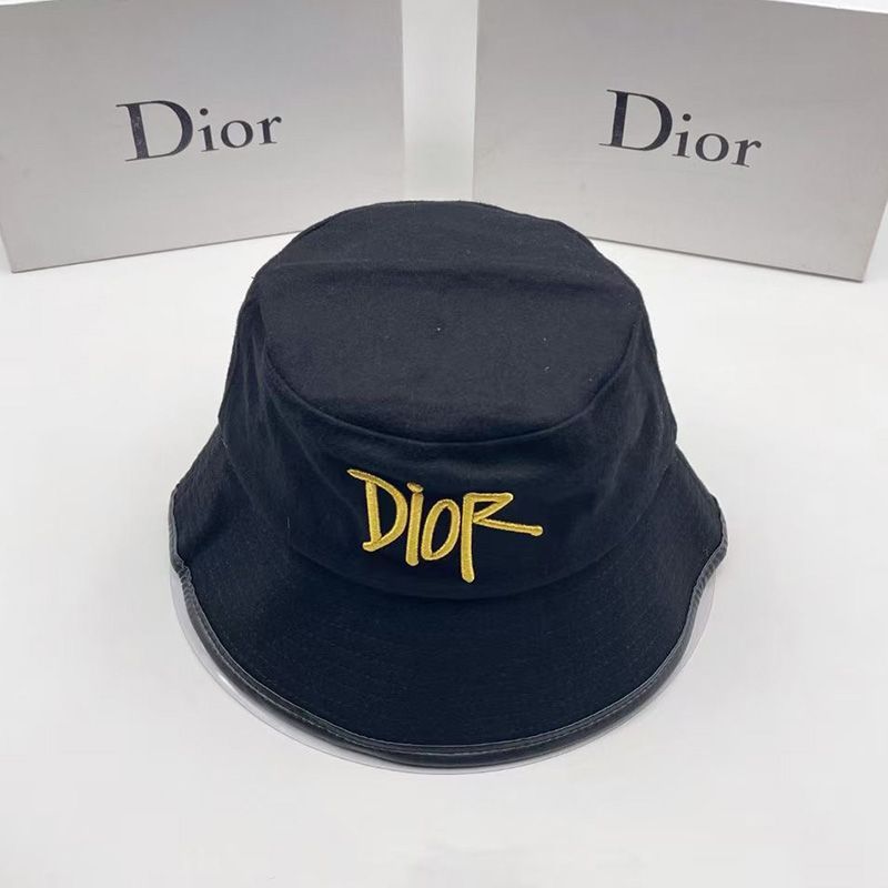 Hot Dior Bucket Hat Shawn Logo Motif Cotton Blue