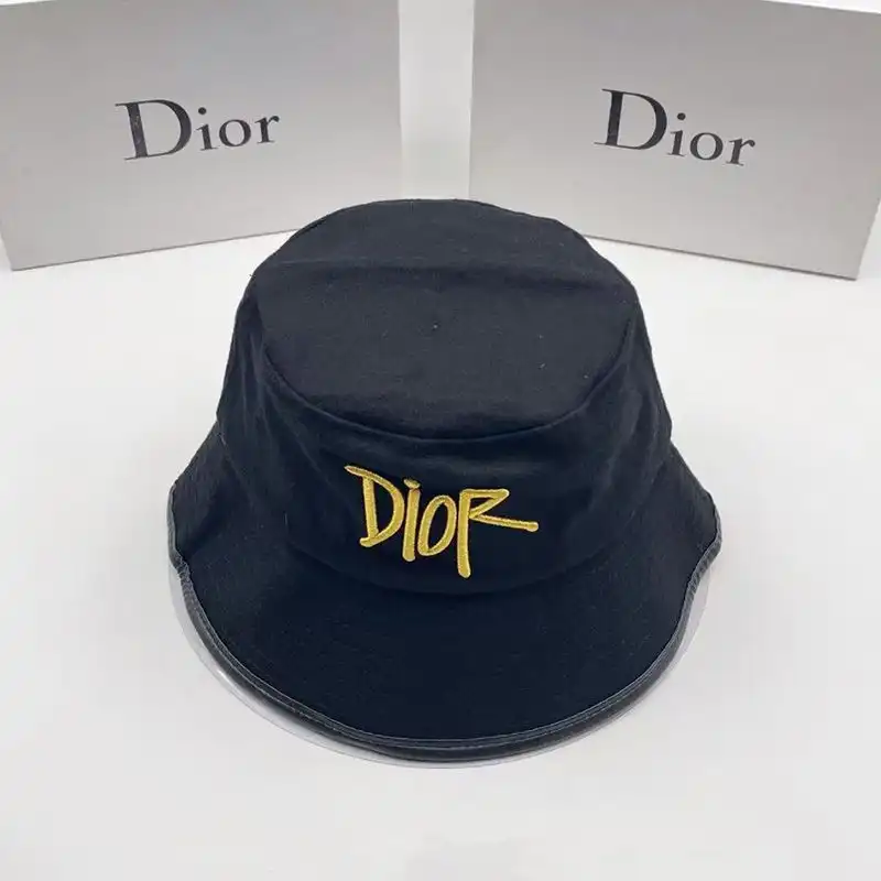 Affordable Hot Dior Bucket Hat Shawn Logo Motif Cotton Blue