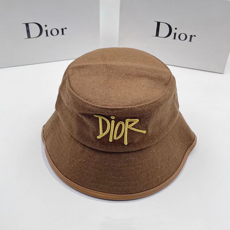 Dior Bucket Hat Shawn Logo Motif Cotton Brown Hot Sale