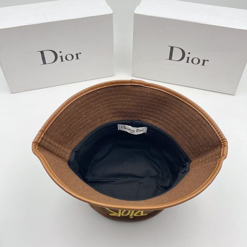 Dior Bucket Hat Shawn Logo Motif Cotton Brown Hot Sale