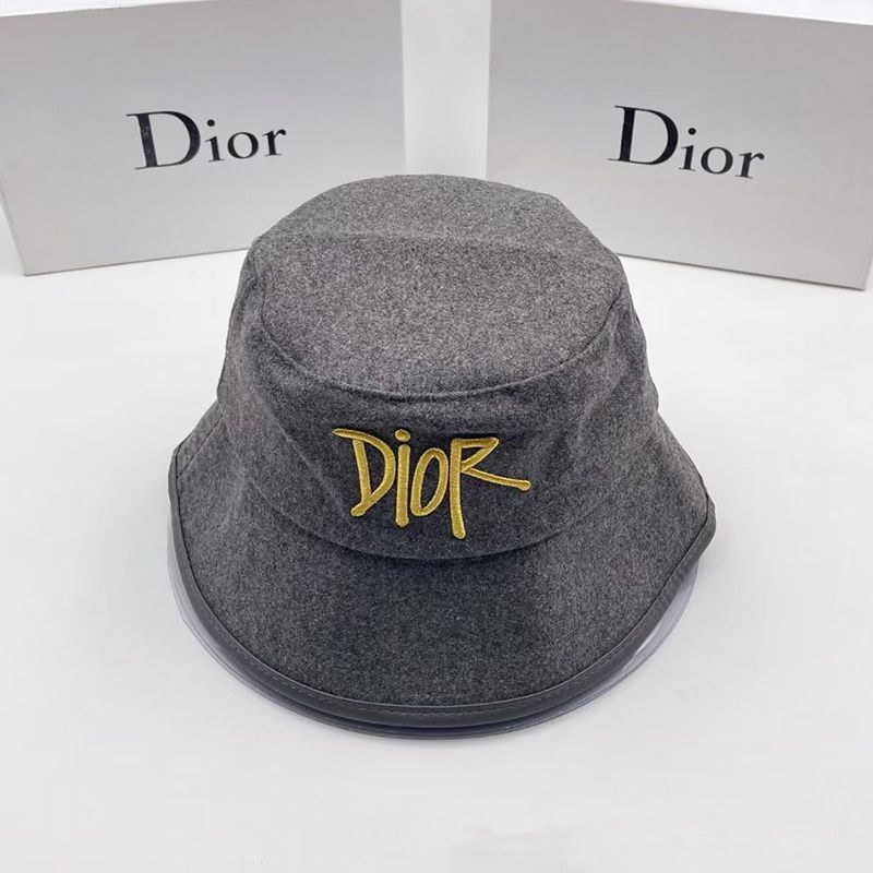 Dior Bucket Hat Shawn Logo Motif Cotton Grey Hot Sale