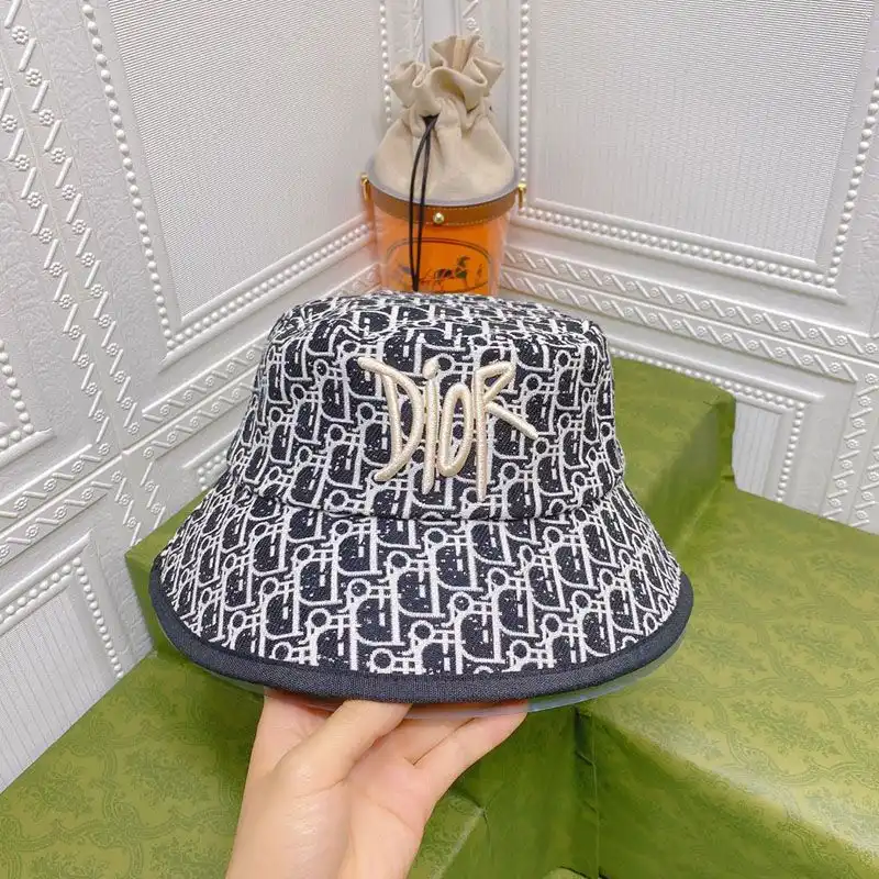 Hot Dior Bucket Hat Shawn Logo D-Oblique Motif Cotton Navy Blue