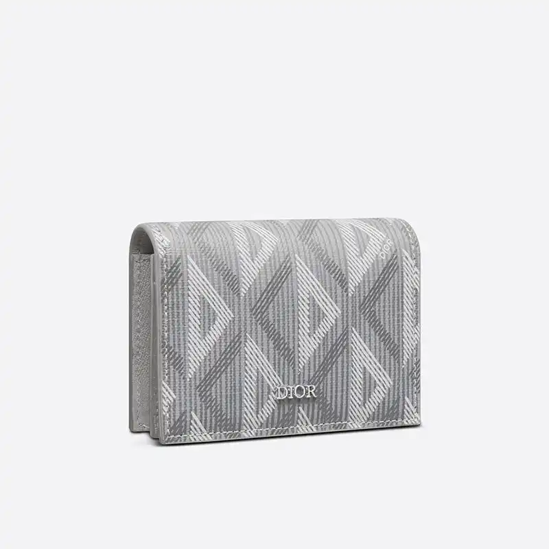 Affordable Hot Dior Business Card Holder CD Diamond Motif Canvas Grey