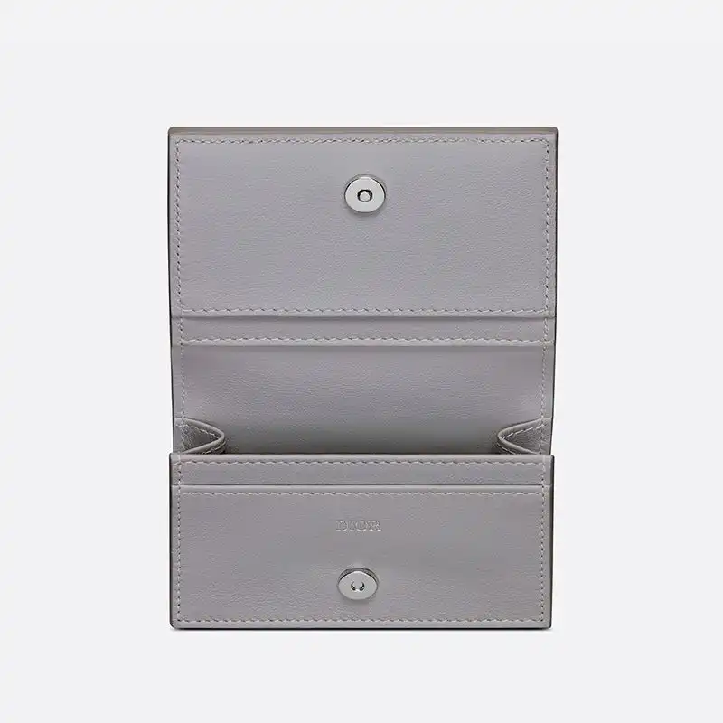 Affordable Hot Dior Business Card Holder CD Diamond Motif Canvas Grey