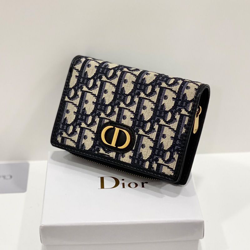 Dior Business Wallet Oblique Motif Canvas Black Hot Sale