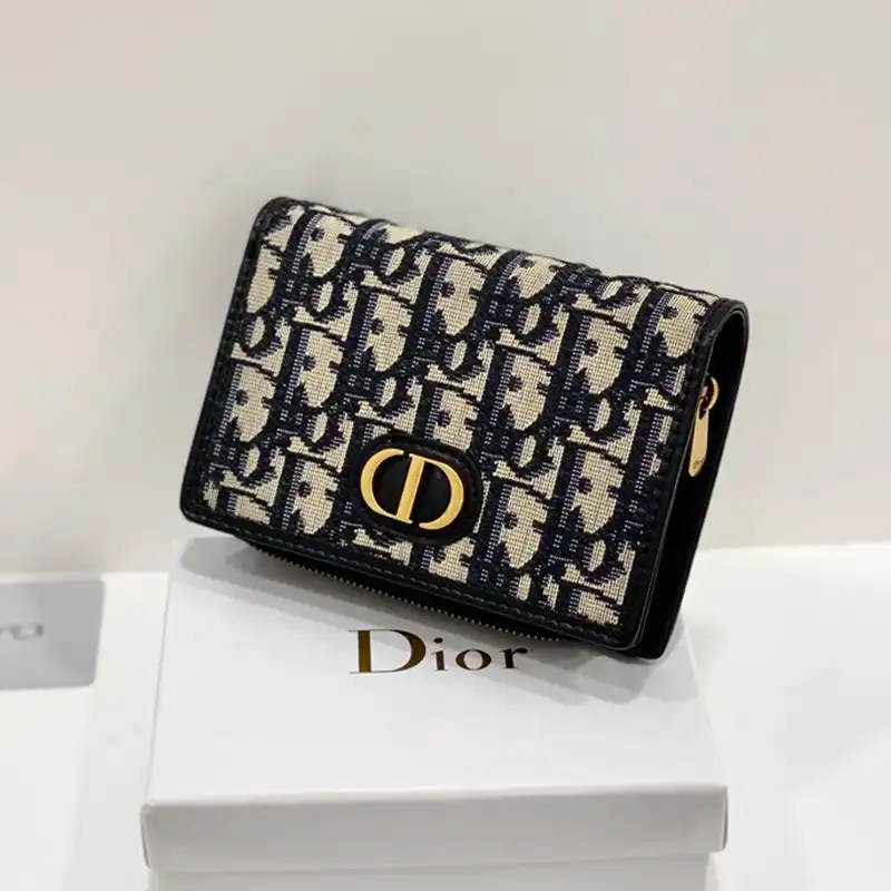 TOP Dior Business Wallet Oblique Motif Canvas Black