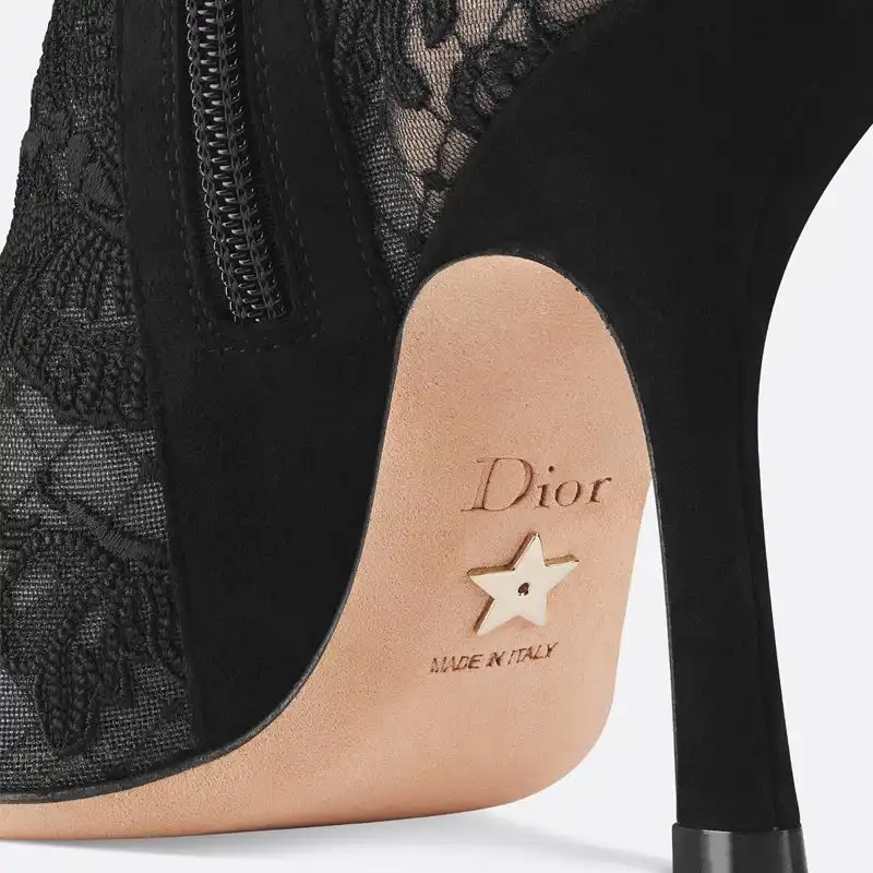 Cheap Hot Dior Capture Heeled Ankle Boots Women Butterfly Motif Transparent Mesh Black