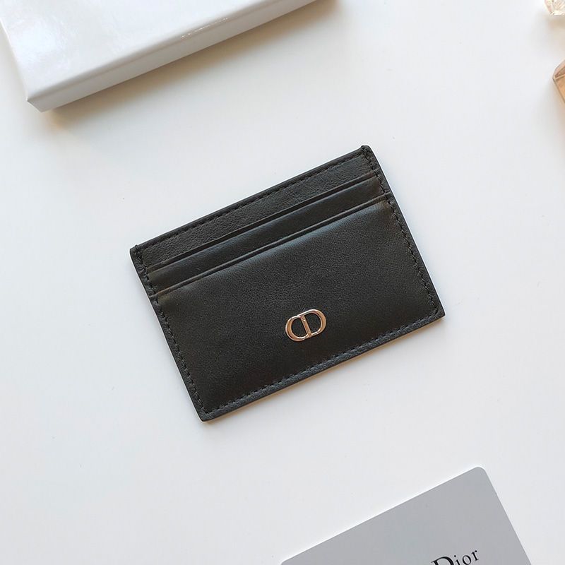 Dior Card Holder Calfskin With CD Icon Signature Black Hot Sale