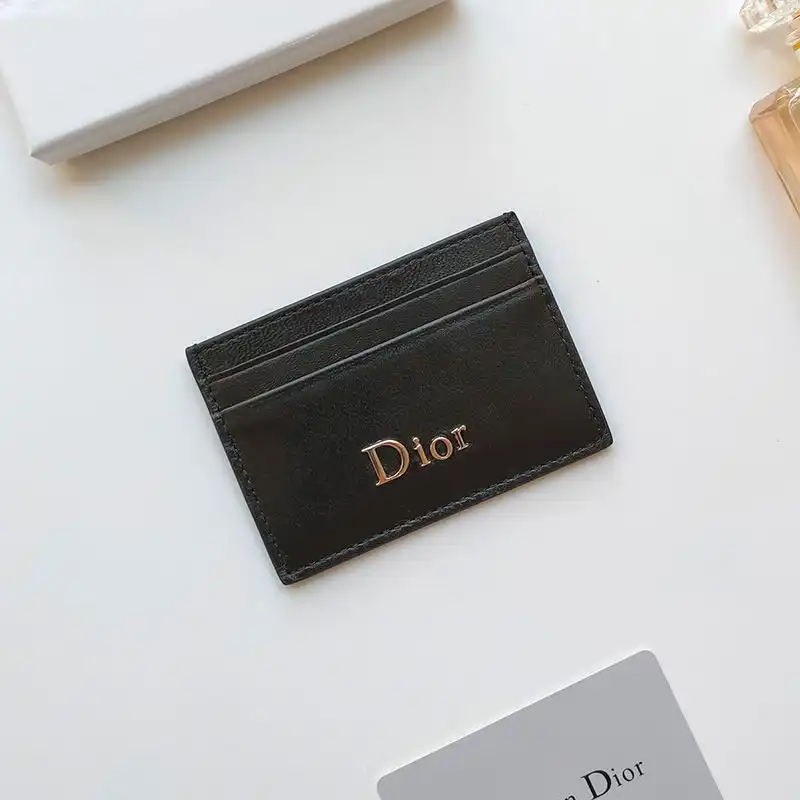 Hot Dior Card Holder Calfskin With D Icon Signature Black