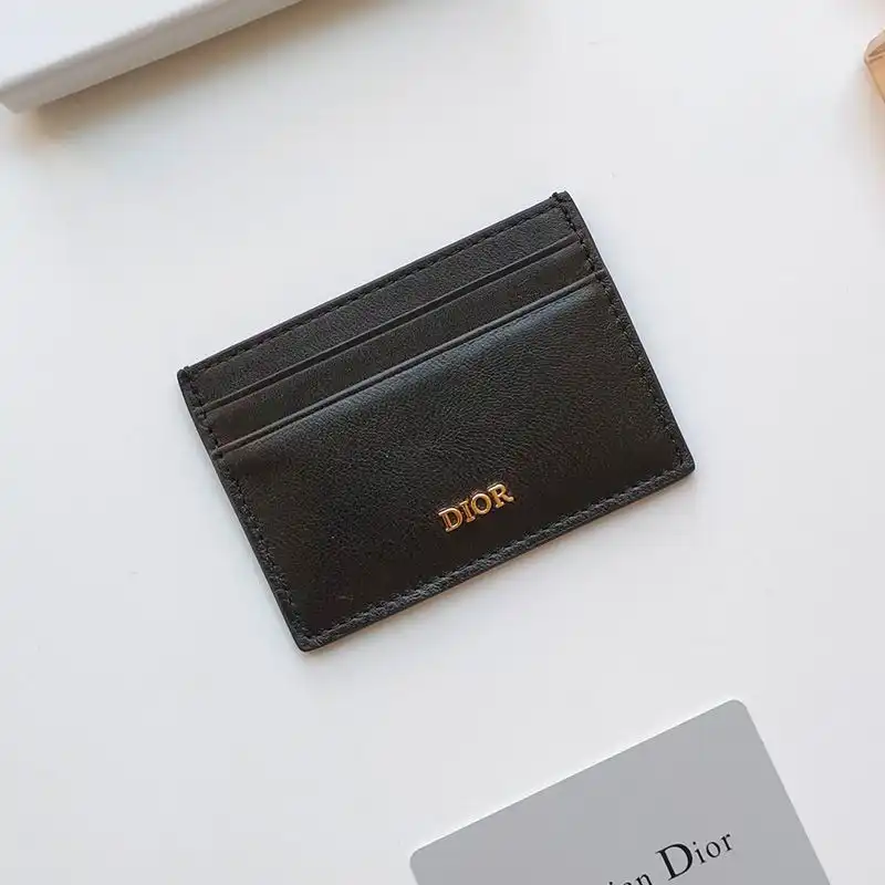 Hot Dior Card Holder Calfskin With DIOR Icon Signature Black