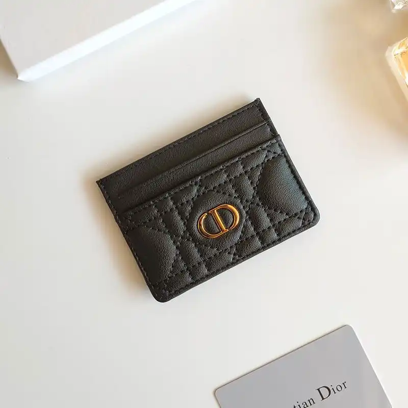 Hot Dior Card Holder Cannage Calfskin Black