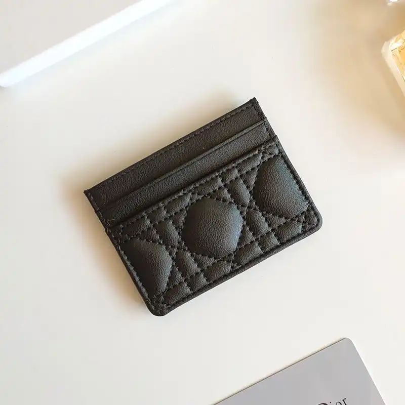 Cheap Hot Dior Card Holder Cannage Calfskin Black