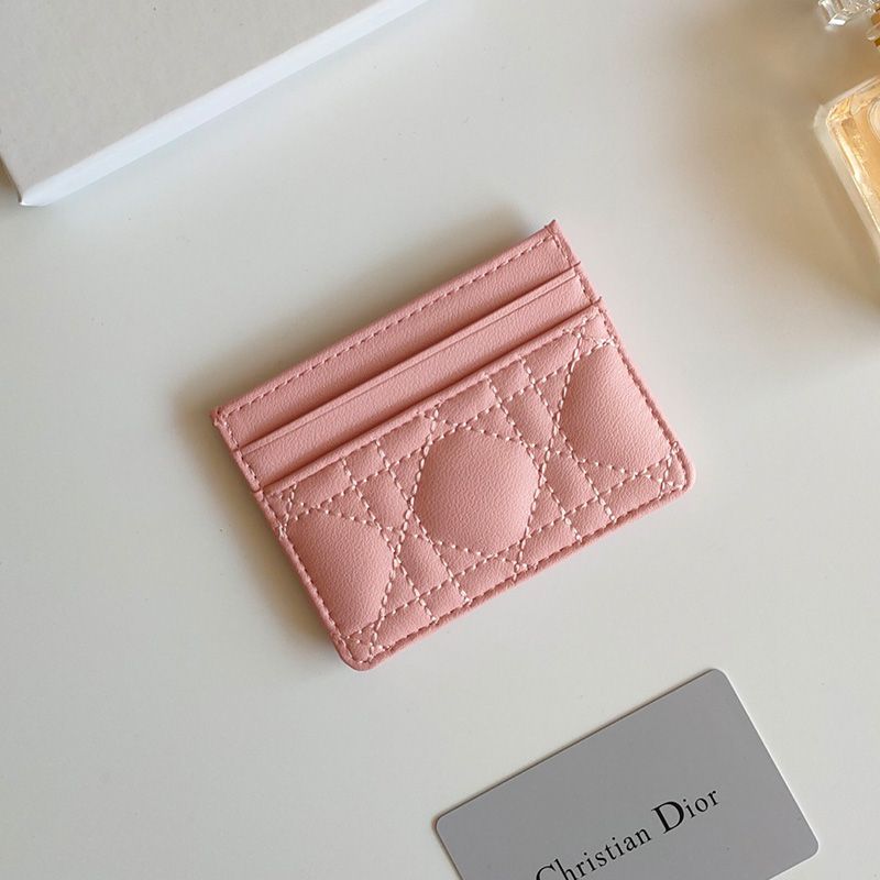 Dior Card Holder Cannage Calfskin Light Pink Hot Sale