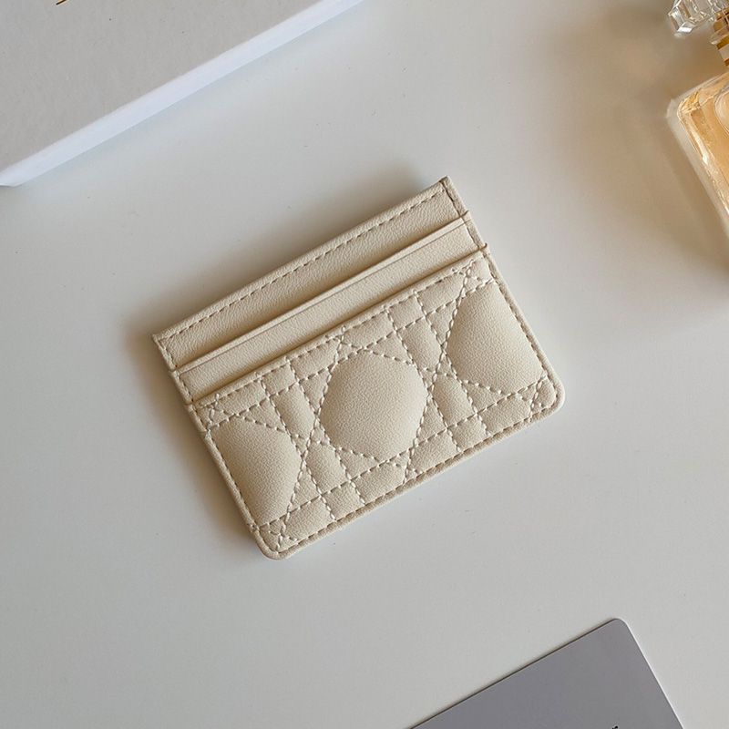 Dior Card Holder Cannage Calfskin White Hot Sale