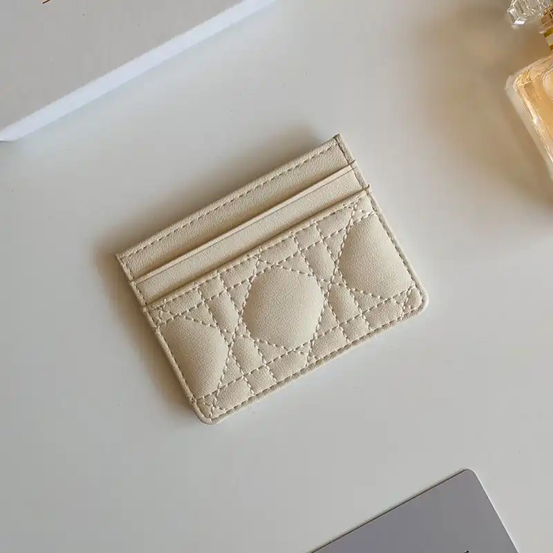 Affordable Hot Dior Card Holder Cannage Calfskin White