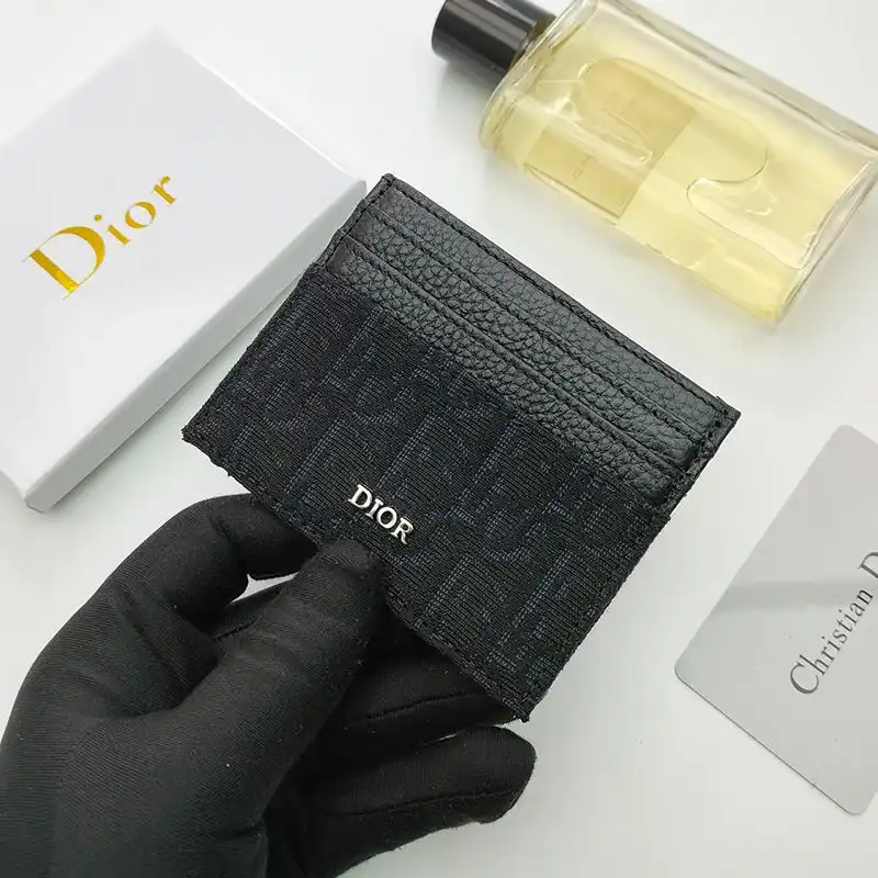 Hot Dior Card Holder Oblique Motif Canvas Black