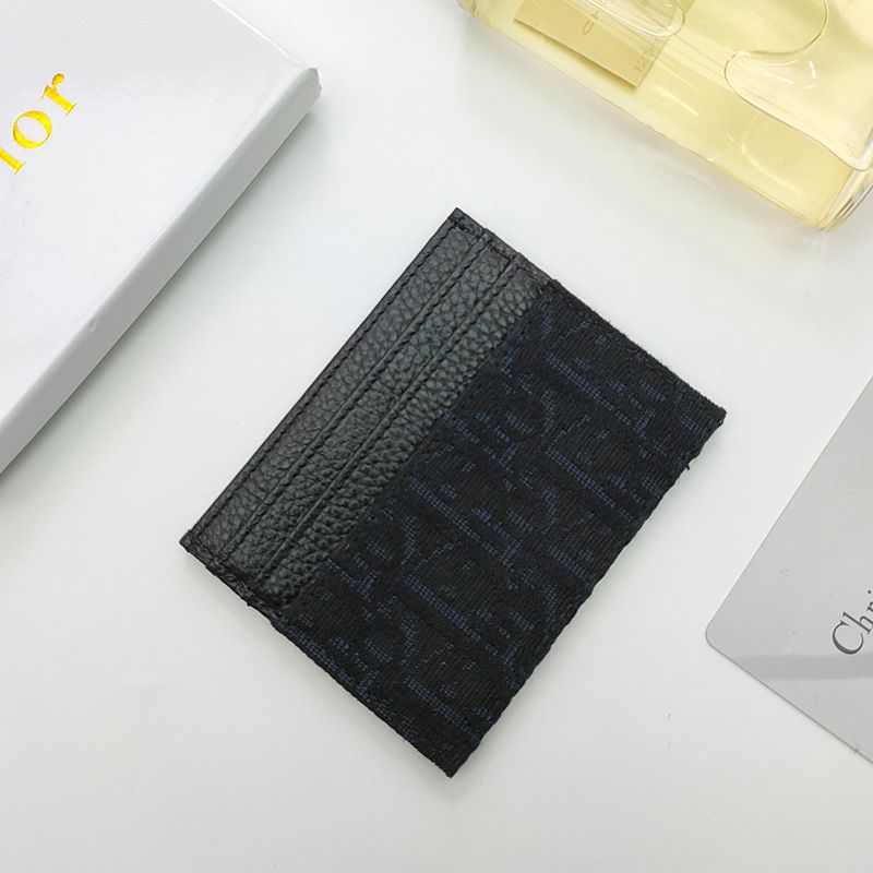 Hot Dior Card Holder Oblique Motif Canvas Black